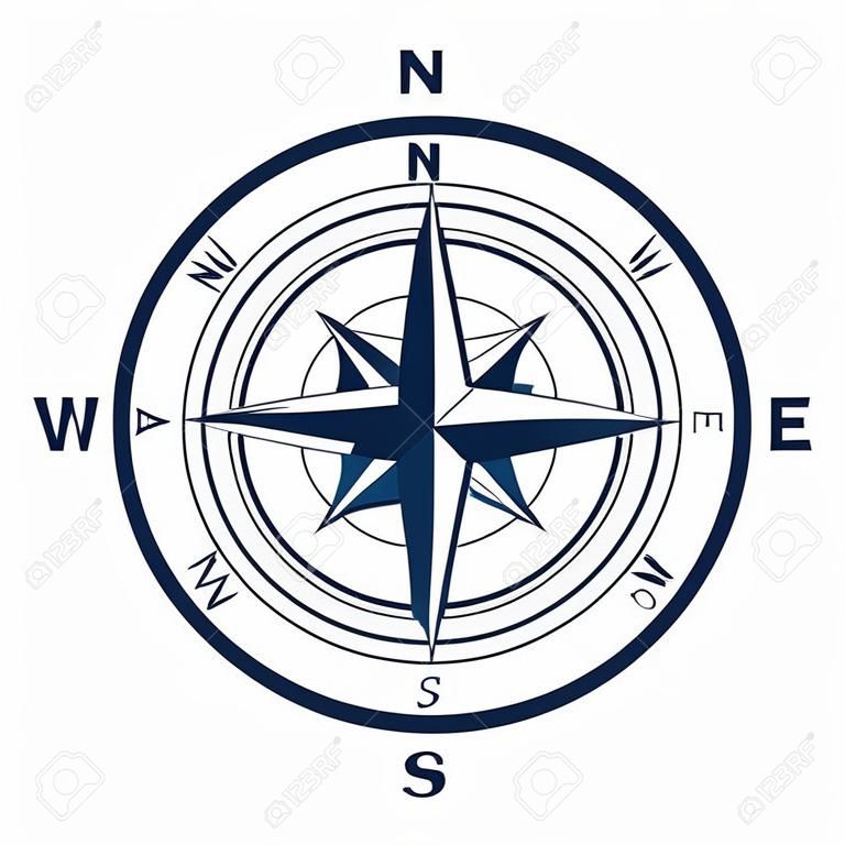 Compass icon on white background. Rose of Wind, vector illustration