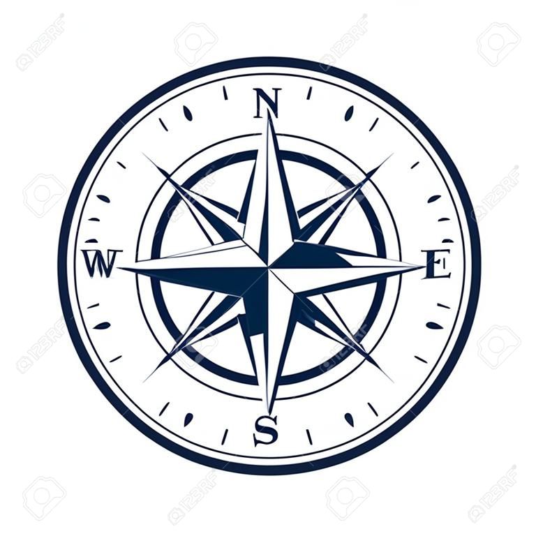 Kompass-Symbol auf weißem Hintergrund. Rose des Windes, vektorabbildung