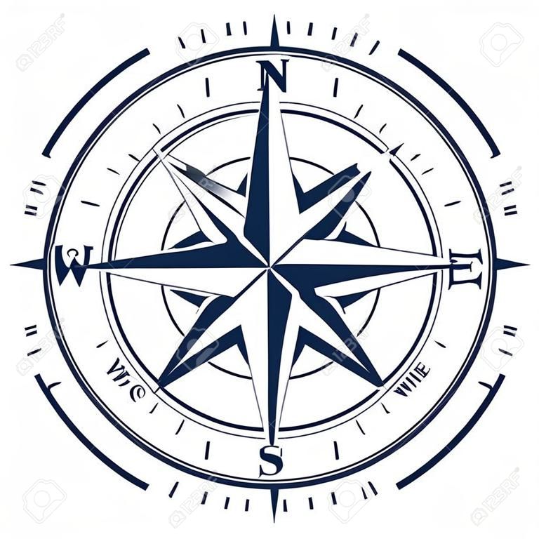 Kompass-Symbol auf weißem Hintergrund. Rose des Windes, vektorabbildung