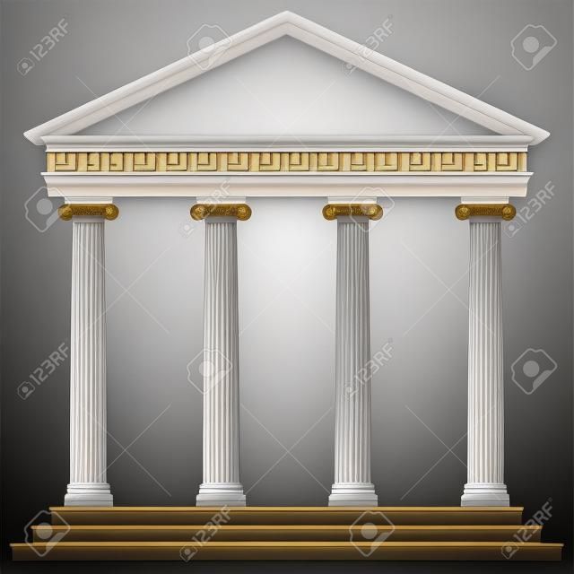 Tempio romano / greco con colonne ioniche, alto dettagliato