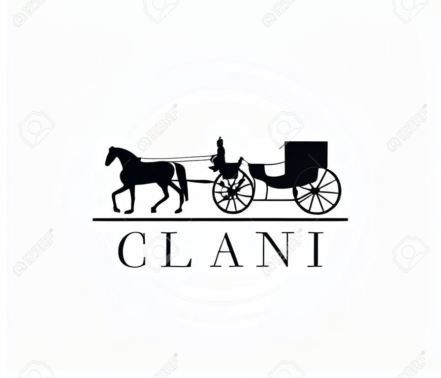 paard getrokken koets klassieke vintage logo pictogram teken. Vector illustratie