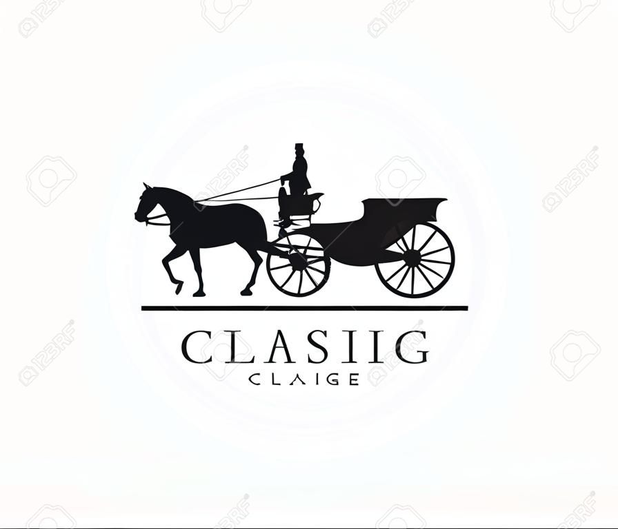 Koń bryczką klasyczne vintage logo ikona znak. ilustracja wektorowa