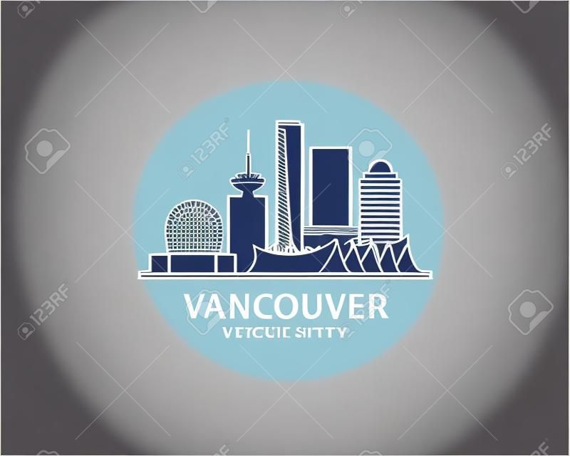 Vancouver city skyline logo design vector template. Vancouver, British Columbia, Canada