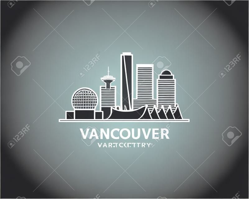 Vancouver city skyline logo design vector template. Vancouver, British Columbia, Canada