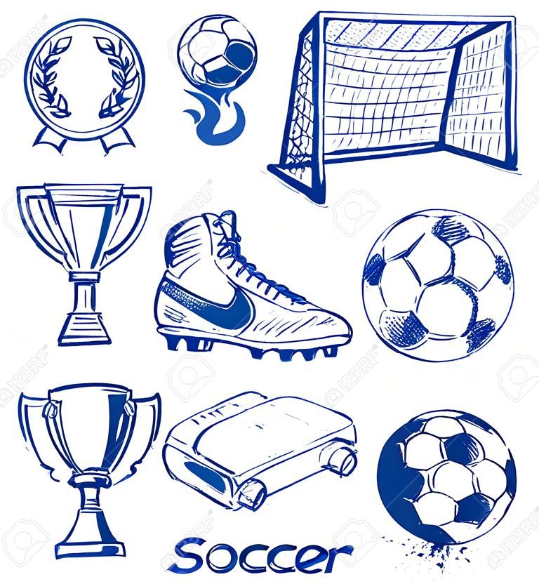 vector blue soccer icon set on white