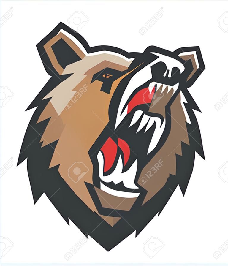 vector Angry Bear Head on white background