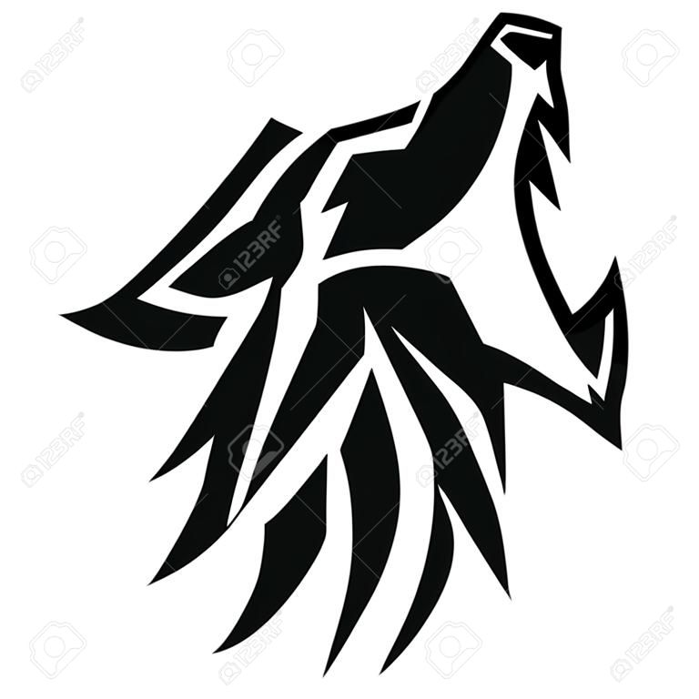vettore lupo nero emblema urlo su sfondo bianco
