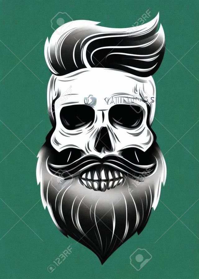 Bearded illustration du crâne sur fond blanc