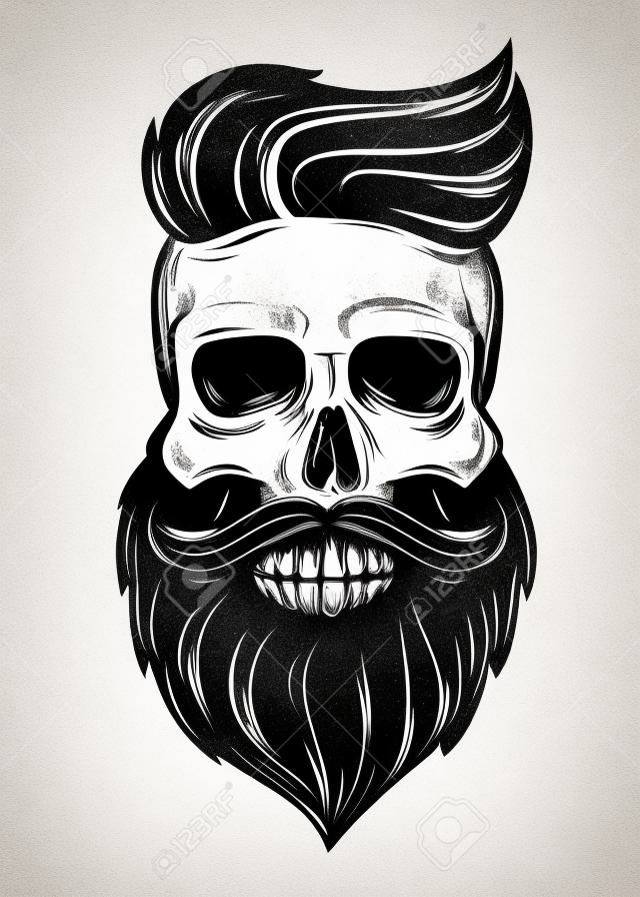 Bearded illustration du crâne sur fond blanc