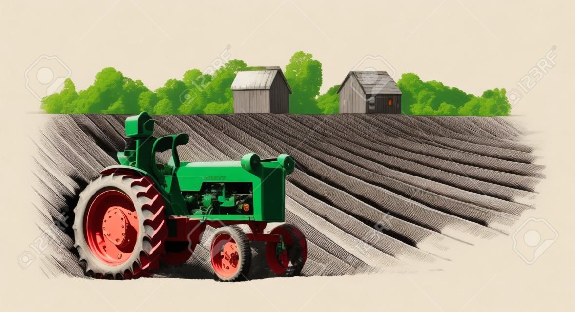 vector retro tractor