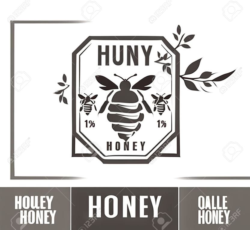 Design of honey labels. quality honey icon, company concept manufacturer of pure honey
