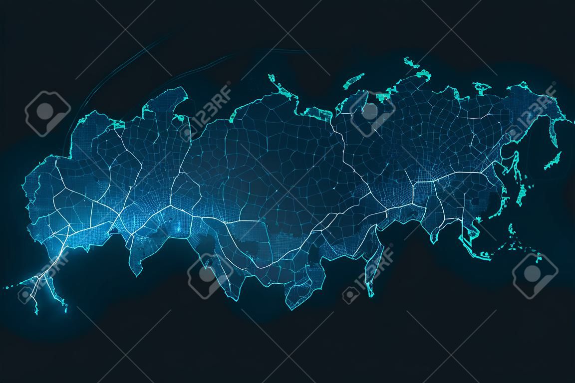 Abstract Telecommunication Network Map - Russia