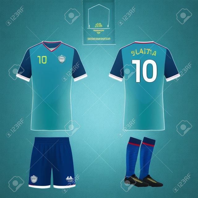 Conjunto de modelo de kit de futebol ou futebol para o seu clube desportivo.