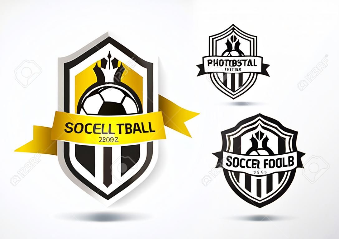Set of Soccer Football Badge Logo Design Template. Sport Team Identity. Vector Illustration.