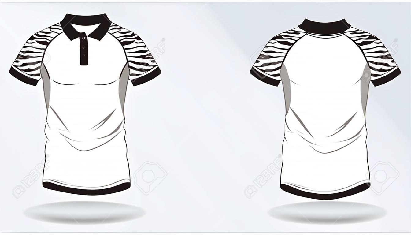 Polo t shirt sport design template for soccer jersey, football kit or sport club. Sport uniform in front view and back view. T-shirt mock up for sport club. Vector Illustration.