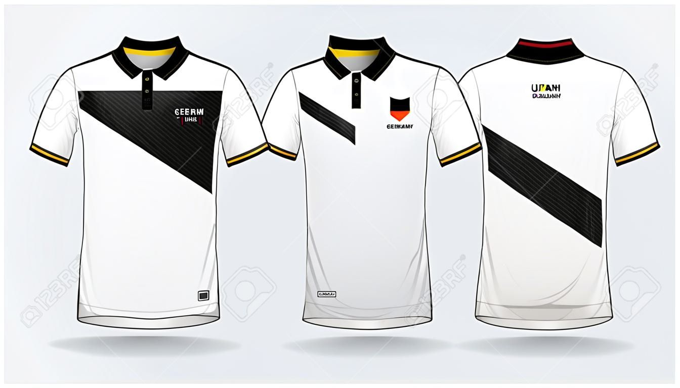 Germany Team Polo t-shirt sport template design for soccer jersey, football kit or sportswear. Classic collar sport uniform in front view and back view. T-shirt mock up for sport club. Vector Illustration.