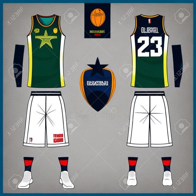 Basketball Uniform Or Sport Jersey Shorts Socks Template For Basketball  Club Front And Back View Sport Tshirt Design Tank Top Tshirt Mock Up With  Basketball Flat Logo Design Vector Stock Illustration 