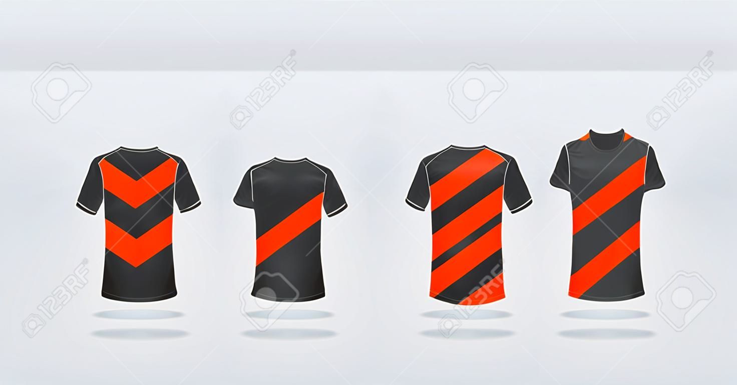 T-shirt sport mockup template design for soccer jersey, football kit, tank top for basketball jersey and running singlet. Sport uniform in front view and back view.  Vector Illustration.