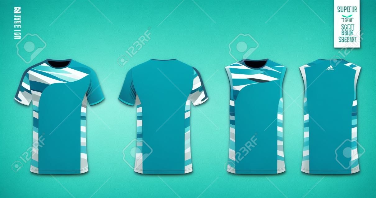 basketball t-shirt design uniform set of kit. basketball jersey template.  green and blue color, front and back view shirt mock up. basketball or  volleyball club vector illustration Stock Vector