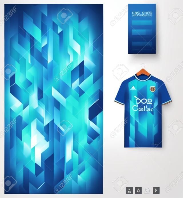 Conception de modèle de maillot de football. motif géométrique sur fond abstrait bleu pour kit de football, kit de football, vélo, e-sport, basket-ball, modèle de maquette de t-shirt. motif de tissu. fond de sport. vecteur