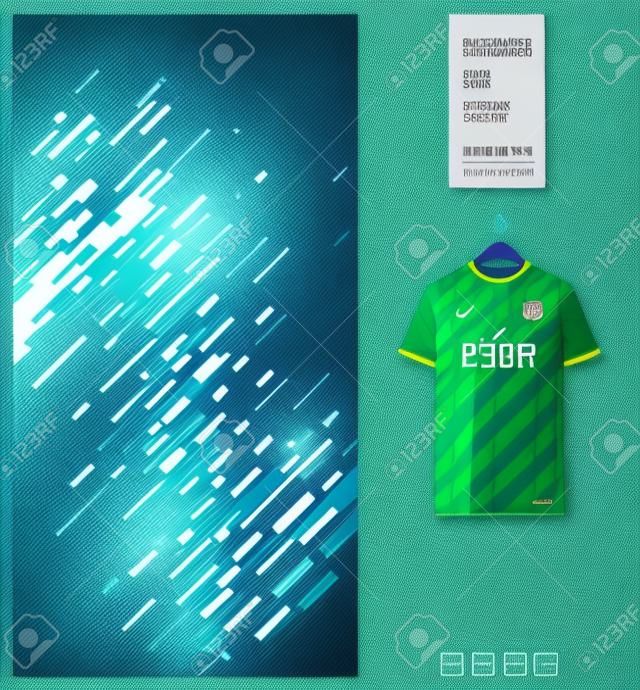 Soccer jersey pattern design.  Abstract pattern on colorful background for soccer kit, football kit or sports uniform. T-shirt mockup template. Fabric pattern. Sport background.