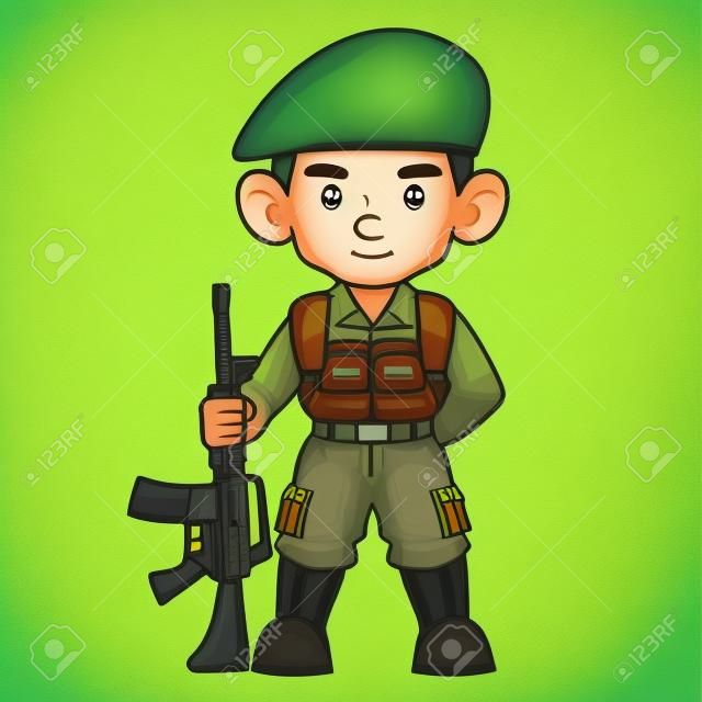 Illustratie cartoon van schattige soldaat.
