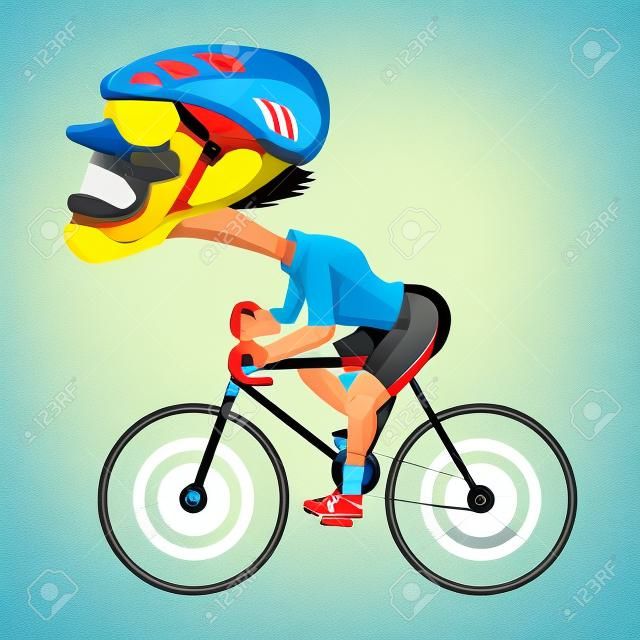 Caricatura ilustração de um atleta de bicicleta