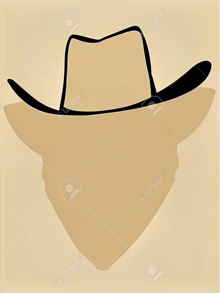 Cowboy hat and bandana covering face symbol