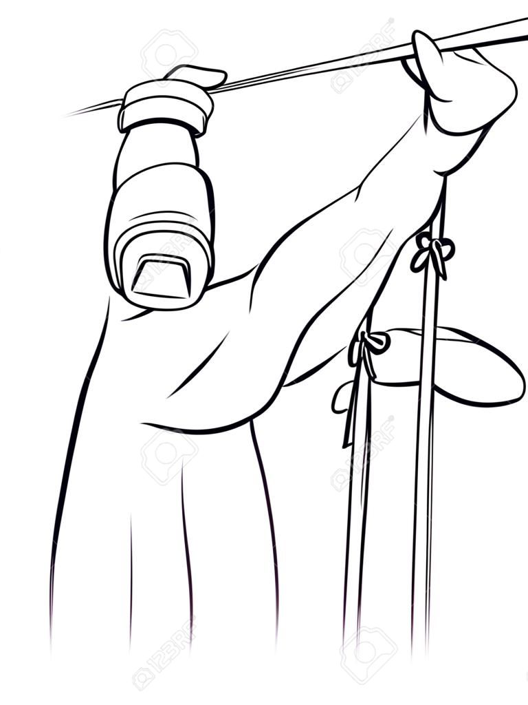 Line art illustration de maître de la marionnette à la main. Contrôle, énergie, esclave, la domination, le concept