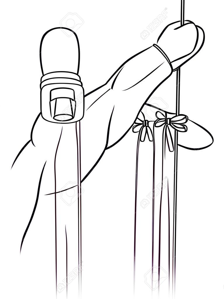Lijn kunst illustratie van marionet meester hand. Controle, macht, slaaf, dominantie, concept