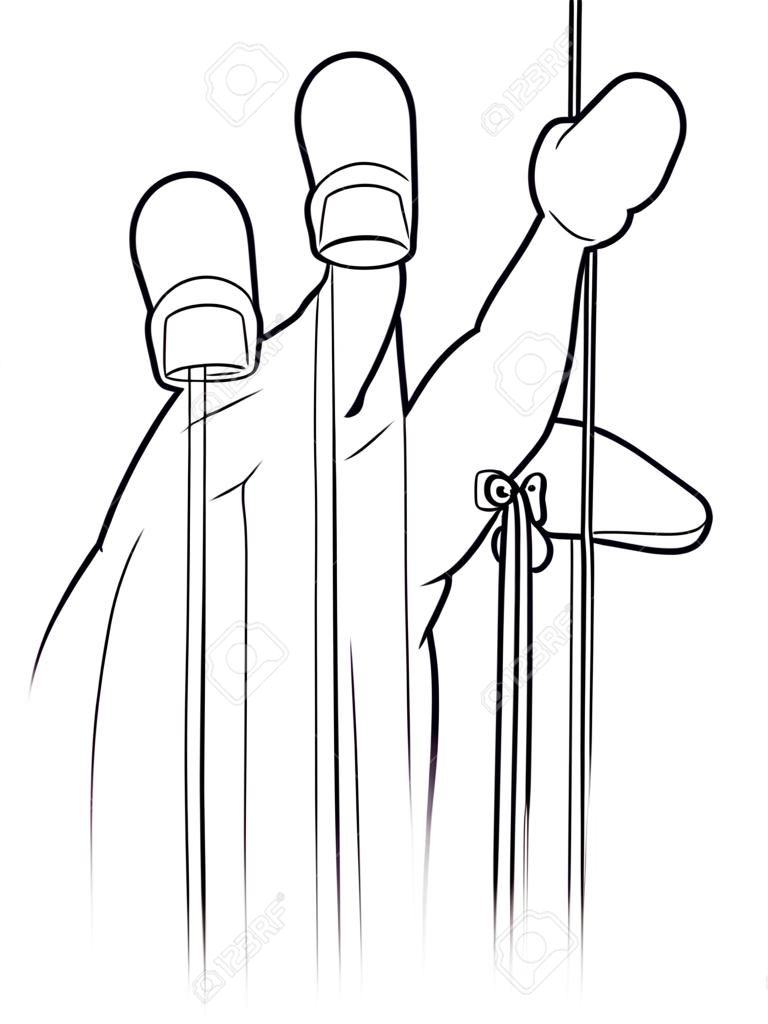 木偶大师手控制力从支配概念的线条艺术插画