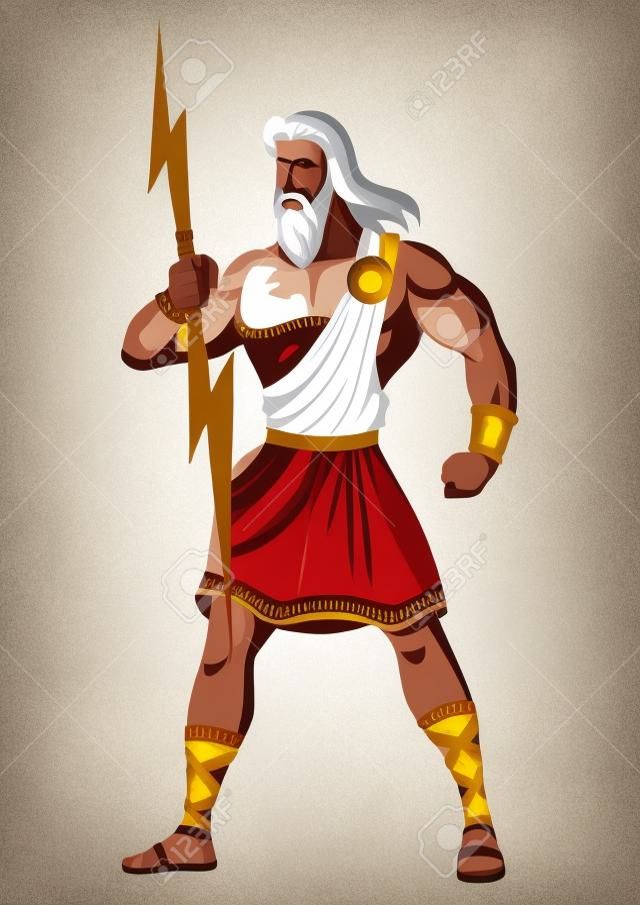 Dios griego y diosa serie de ilustración vectorial, Zeus, el padre de los dioses y los hombres