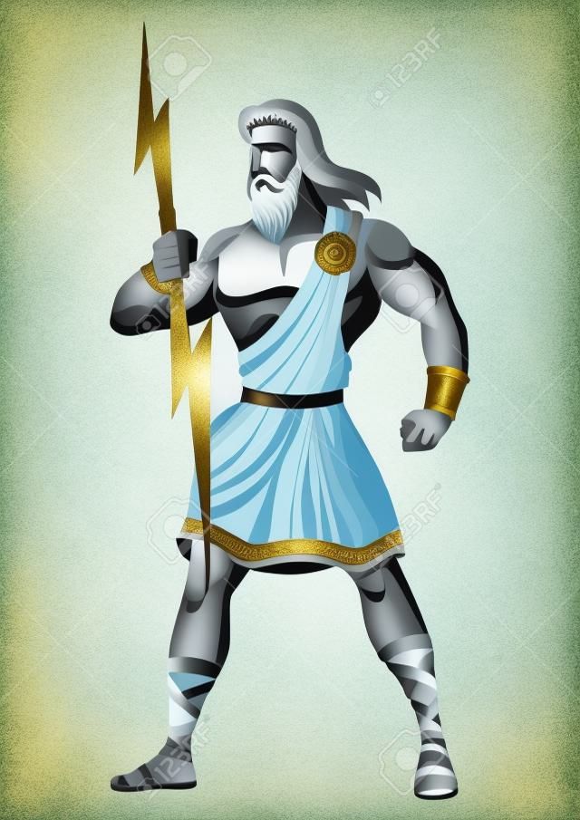 希臘神和女神矢量插圖系列，宙斯，神和人之父