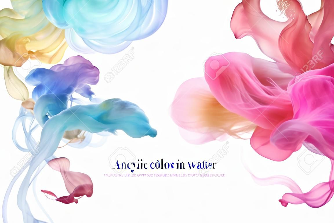 在水中的丙烯酸系的顏色。抽象的背景。