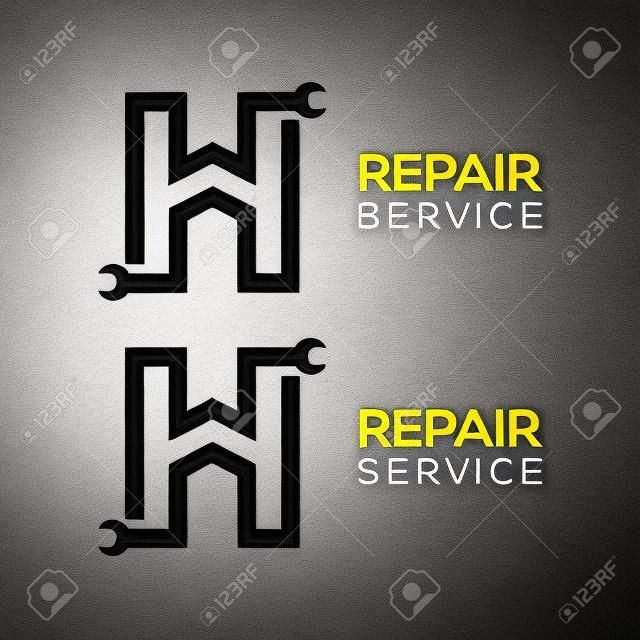 Letter H with wrench logo, Industrial, repair, tools, service and maintenance logo for corporate identity.