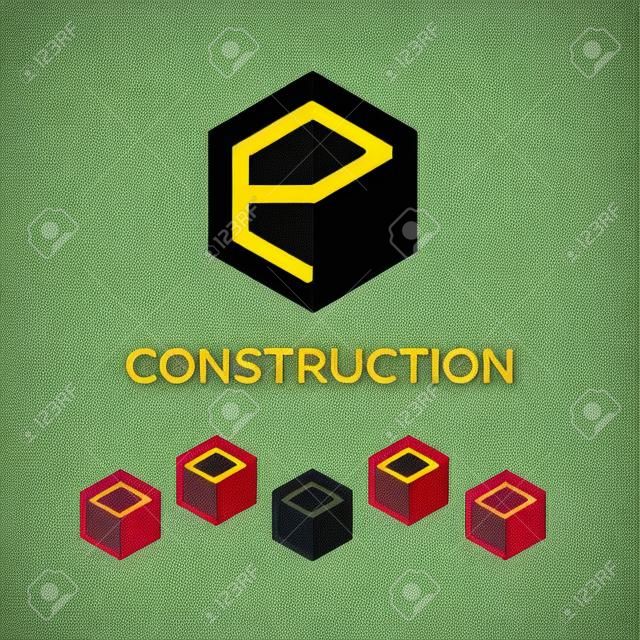 Letters P set,Hexagon vector logo design template