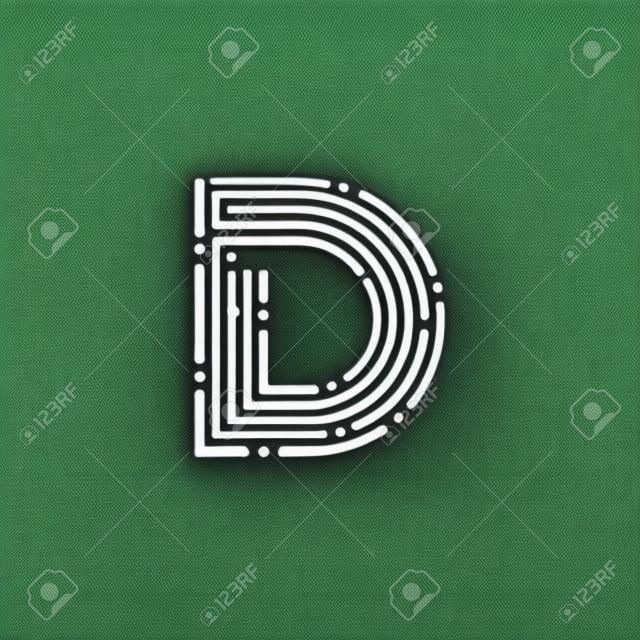 Lettre D avec logotype Dots and Lines, Fast Speed, Livraison, Digital et Technologie pour votre identité d'entreprise