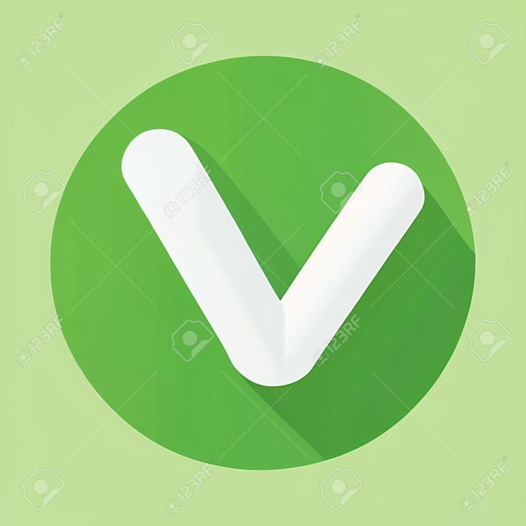 cone de marca de verificação plana única com sombra longa Ilustração vetorial, pasta fácil para qualquer fundo