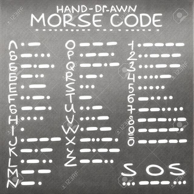 Hand-drawn doodle sketch. International Morse code isolated on white background.