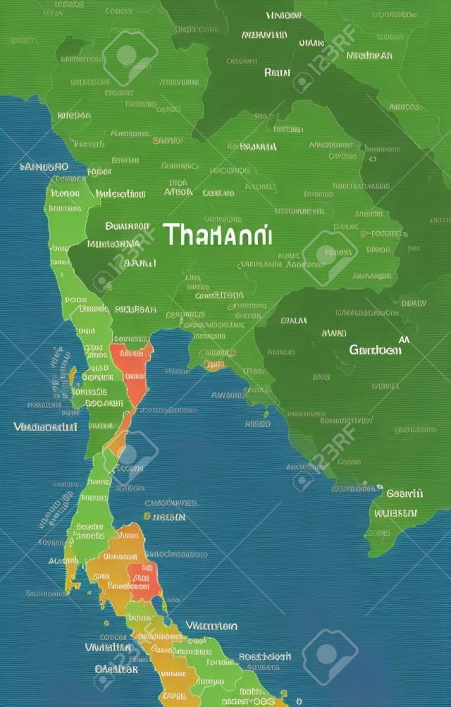 Vector kaart van Thailand land
