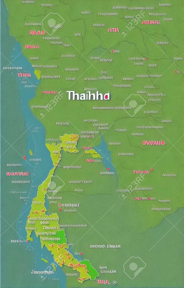 Vector kaart van Thailand land