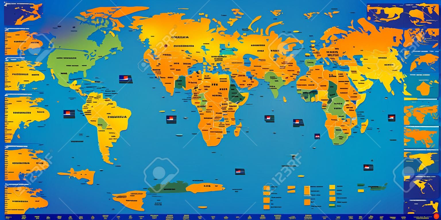 世界時區地圖矢量插圖