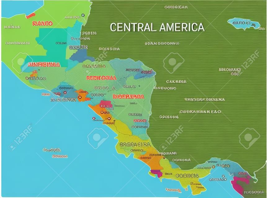 ベクター カラー中央アメリカ地図