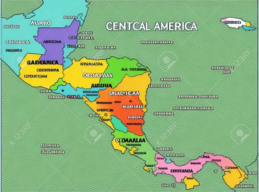 矢量彩色美国中央地图