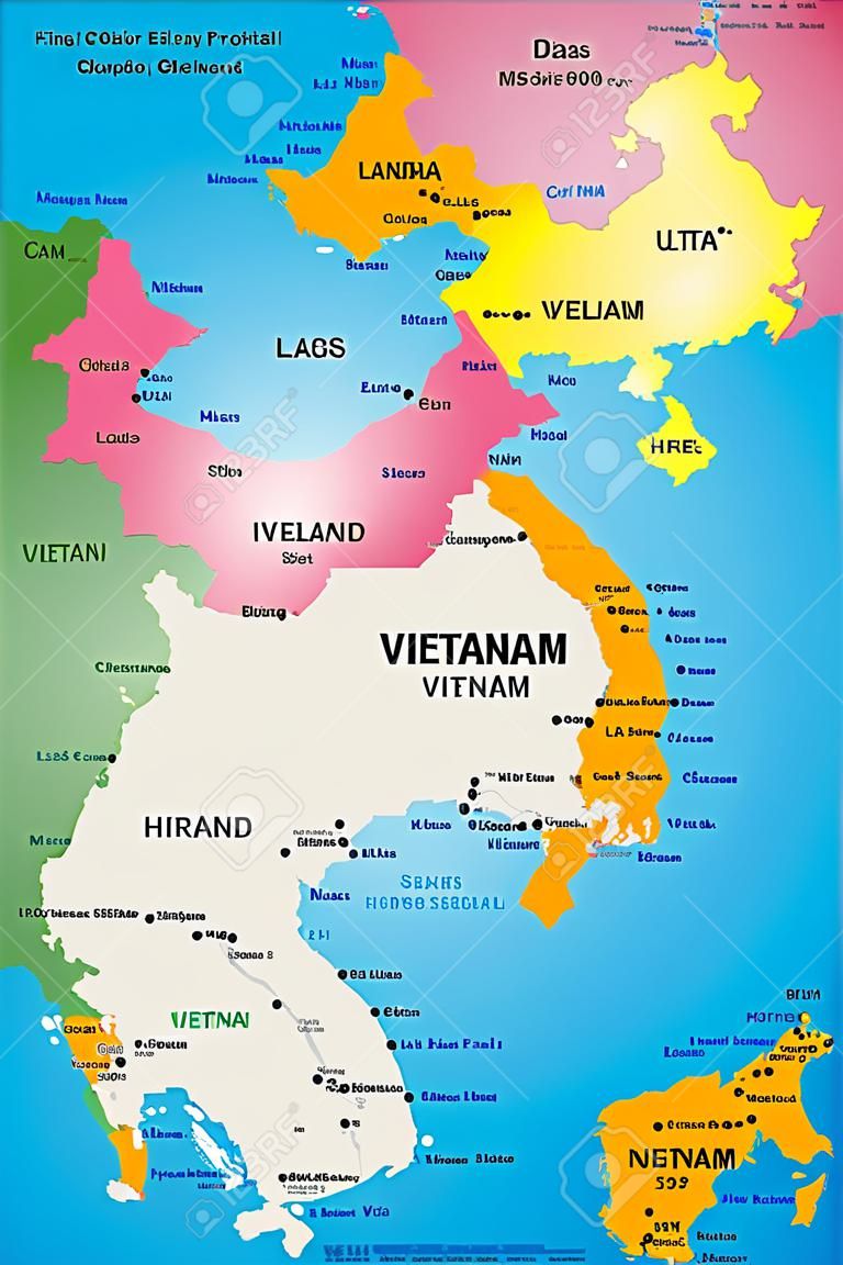 越南的彩色地图