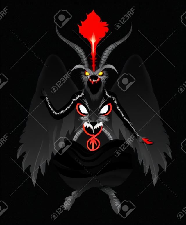 Vector demon bafomet on a black background.