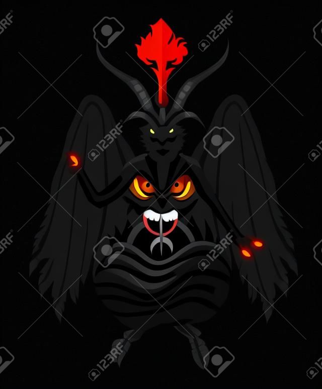 Vector demon bafomet on a black background.