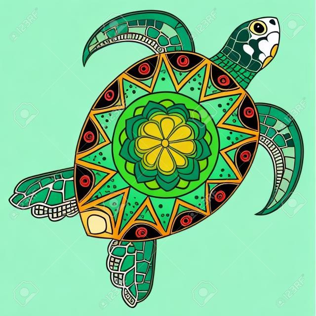 Piękny kolorowy żółw wektorowy w stylu