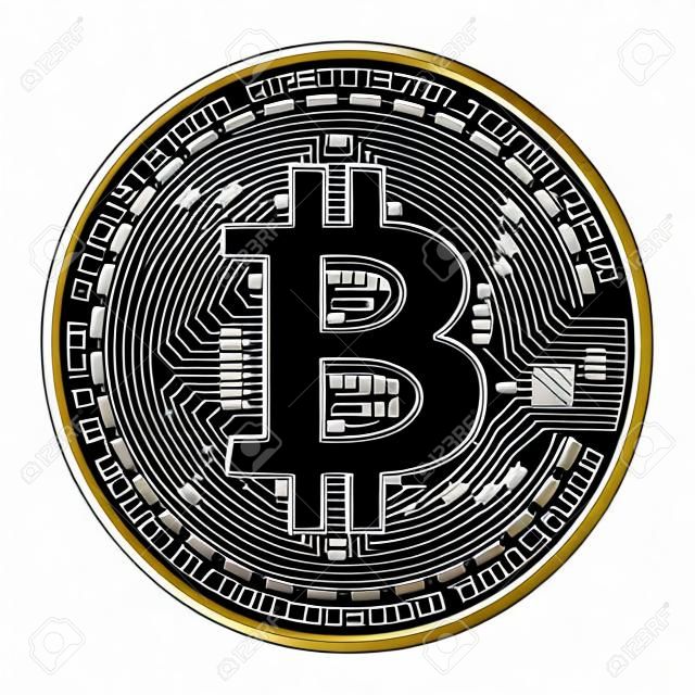 Bitcoin coin on white background. Vector illustration
