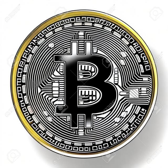 Bitcoin coin on white background. Vector illustration
